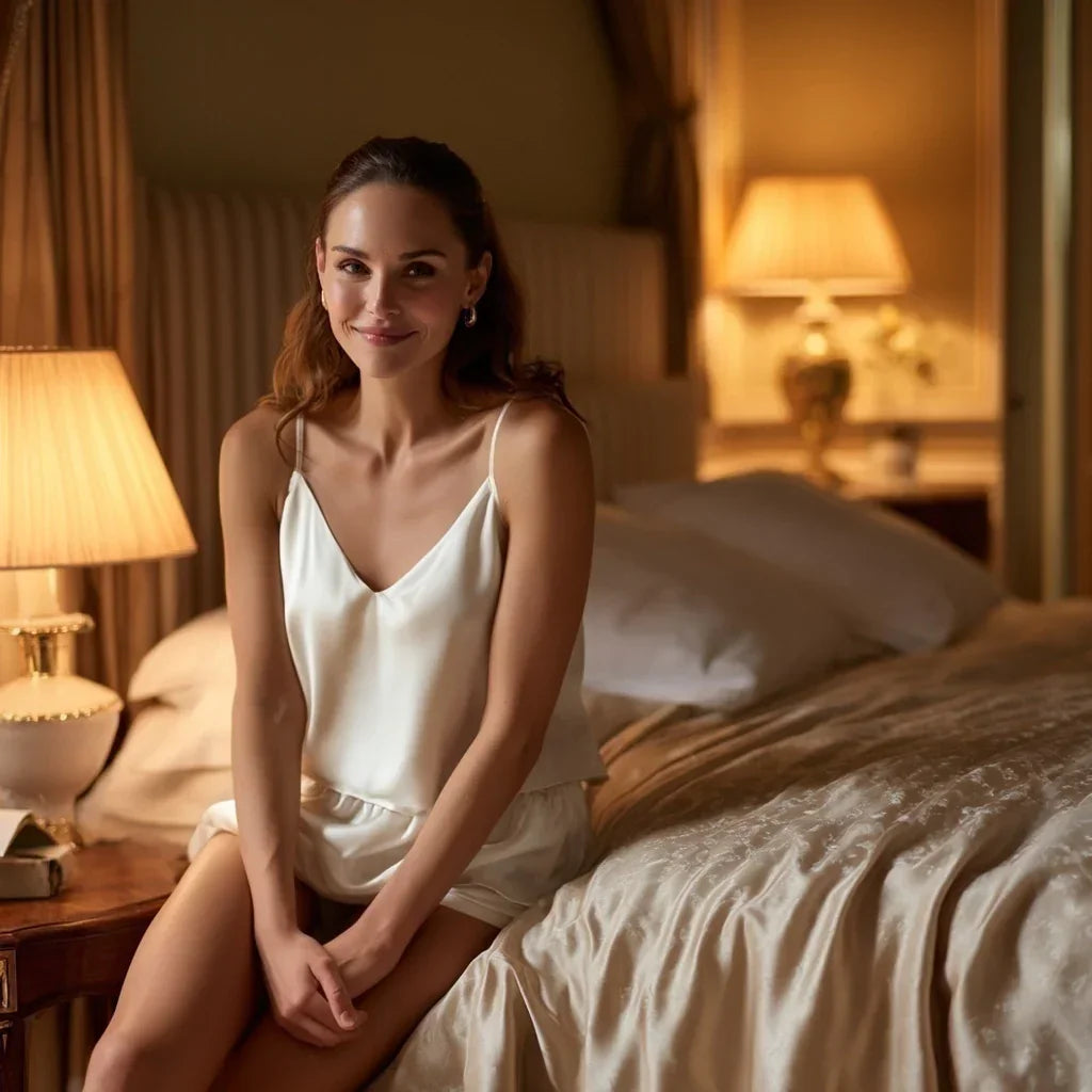 Silk Pajamas – Two-Piece Set "Ethereal White"