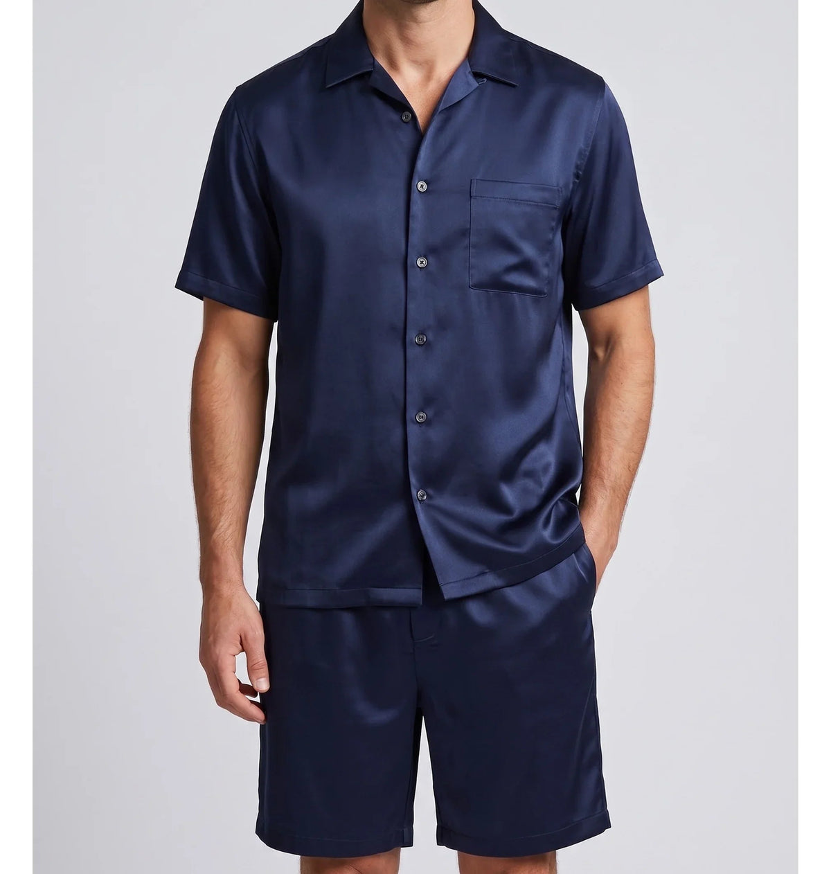 Male Silk Set – "Sapphire" Shirt and Shorts