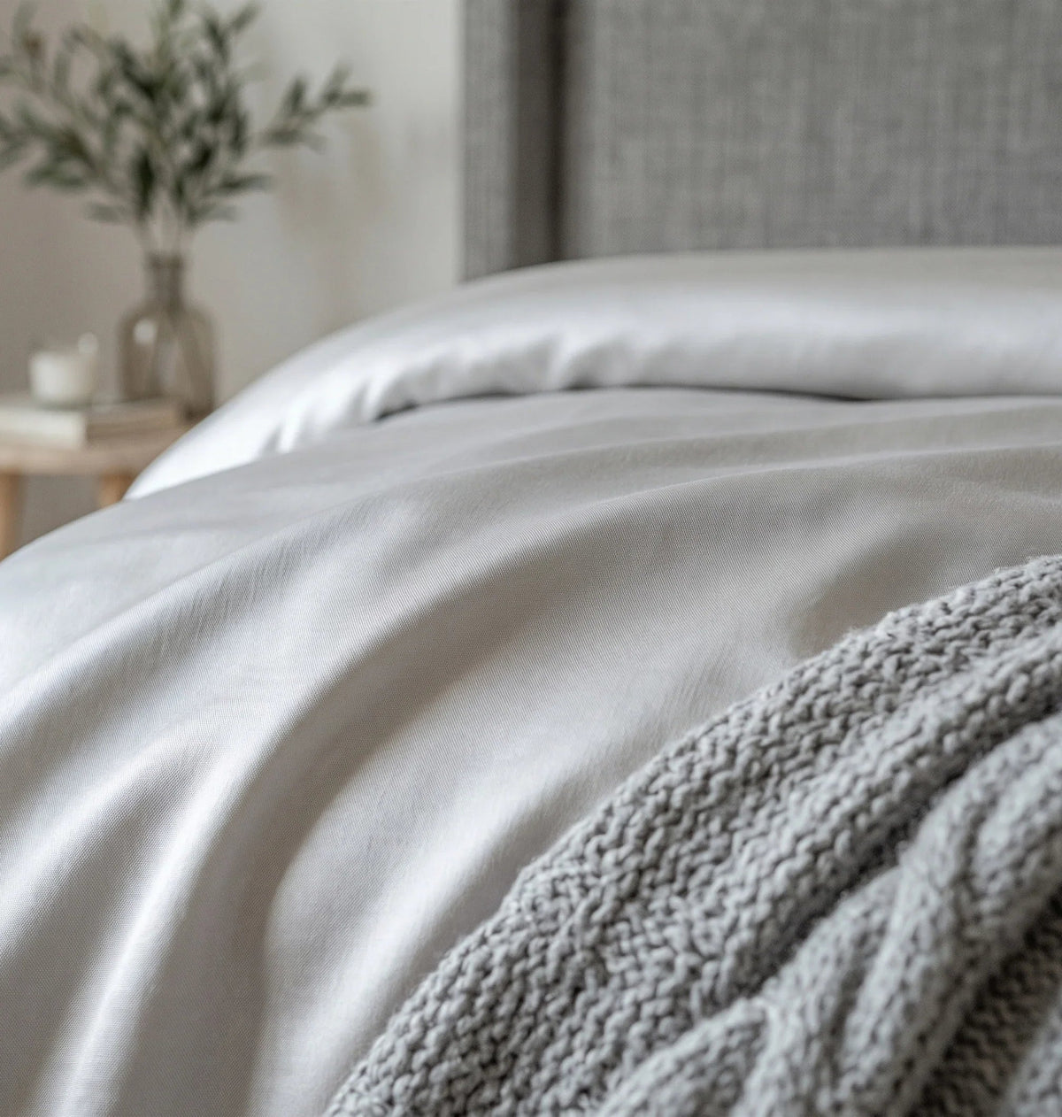 Silk Duvet Cover – "Delicate Grey"