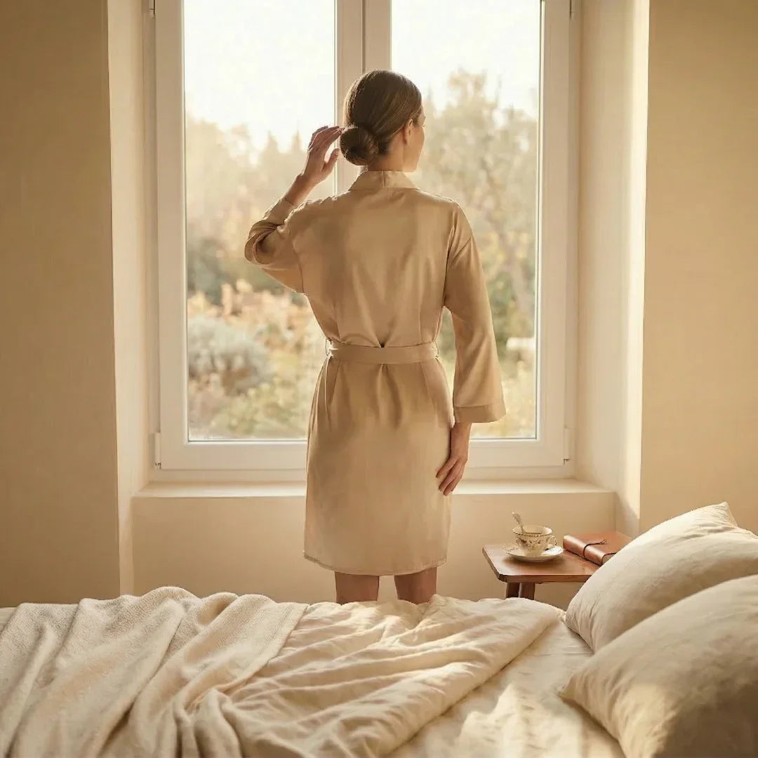 Elegant Silk Robe – "Champagne"