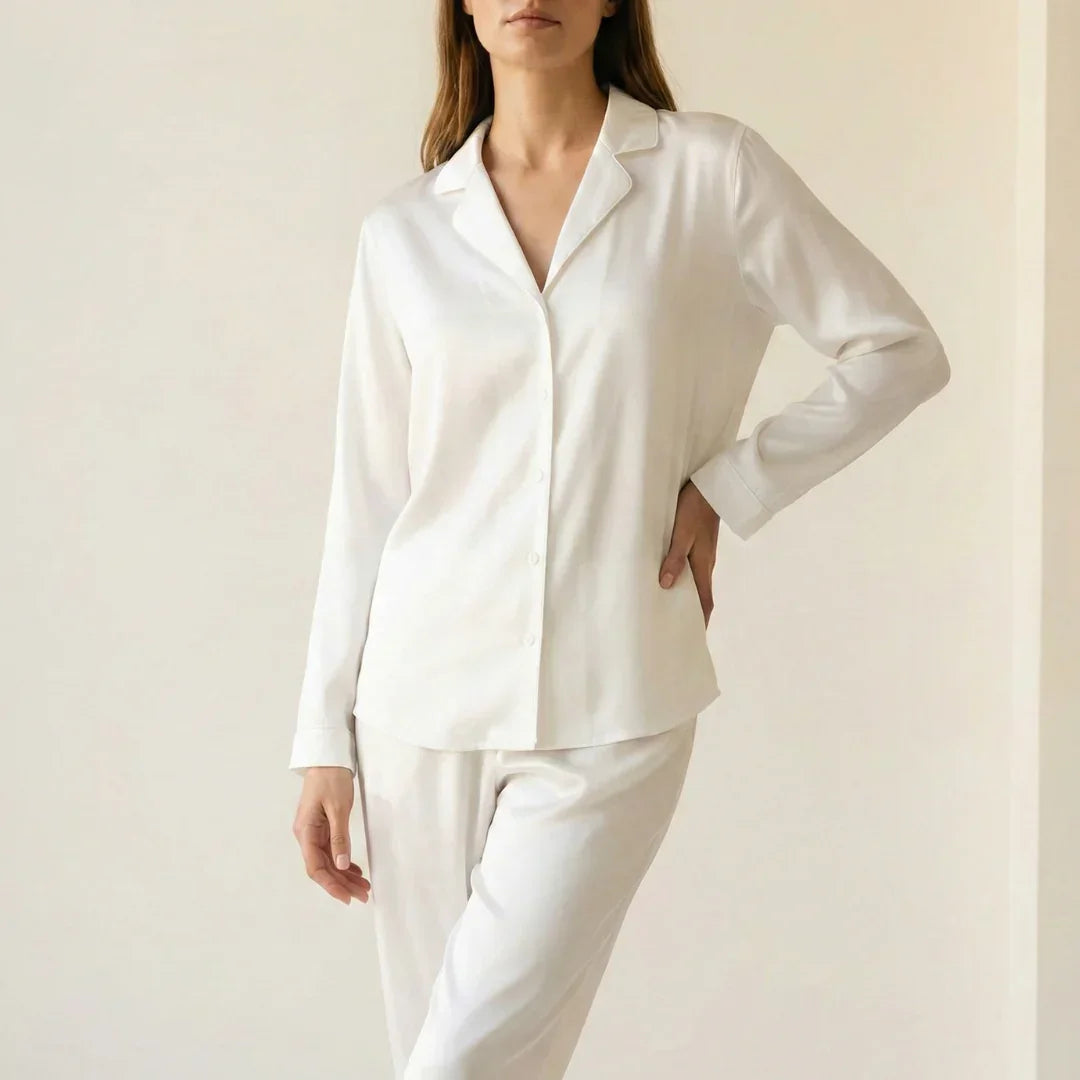 Natural Silk Pajamas – "Ethereal White"