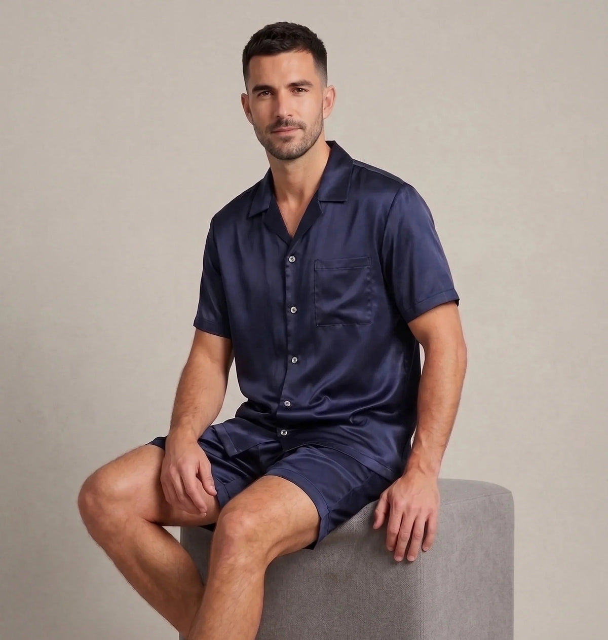 Male Silk Set – "Sapphire" Shirt and Shorts