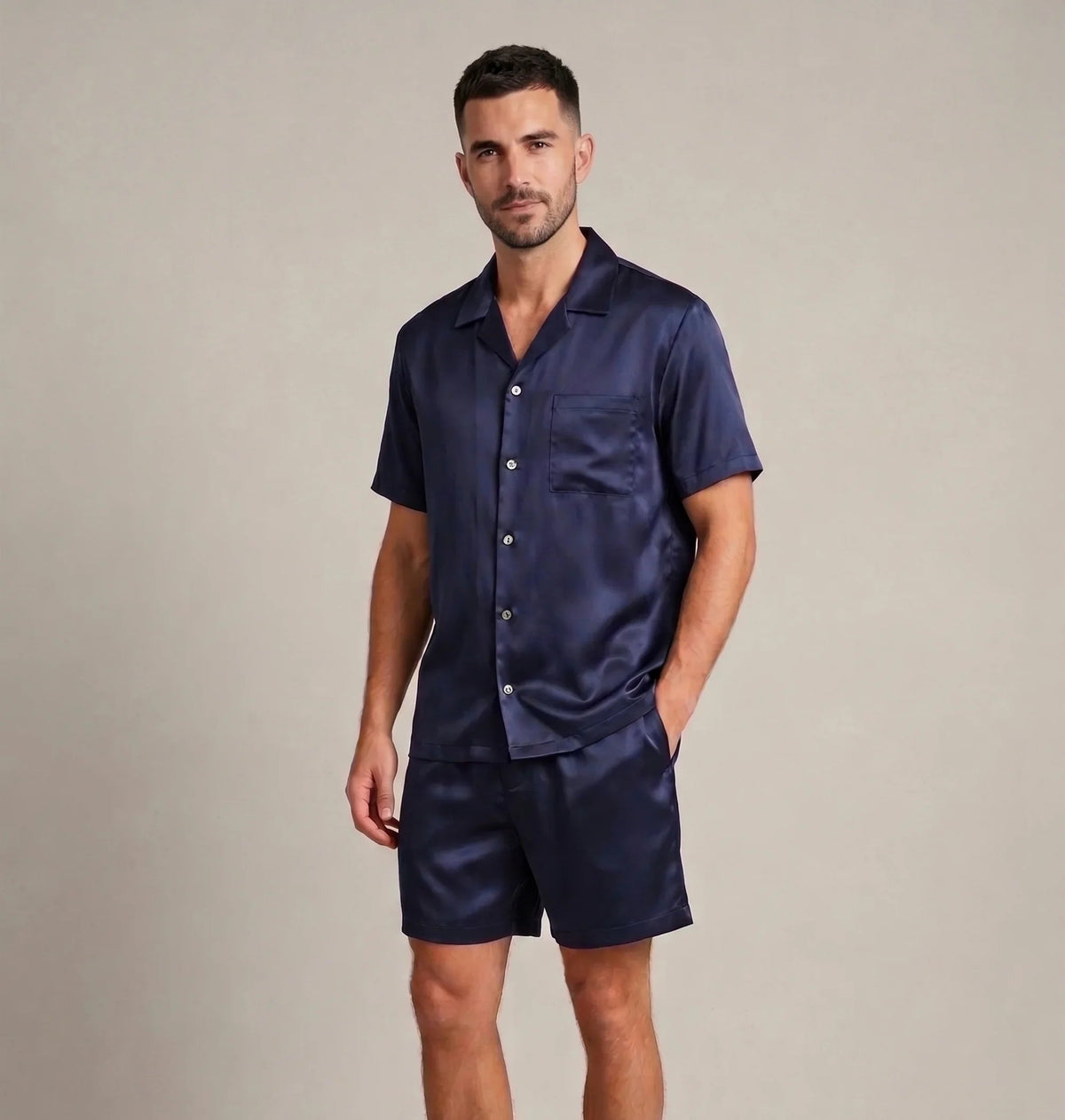 Male Silk Set – "Sapphire" Shirt and Shorts