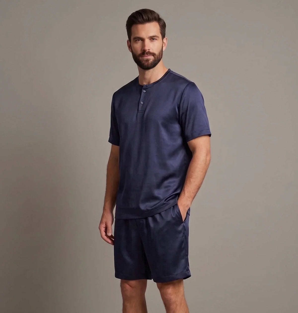 Male Silk Set – "Sapphire" Blouse and Shorts