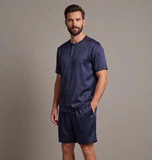 Male Silk Set – "Sapphire" Blouse and Shorts