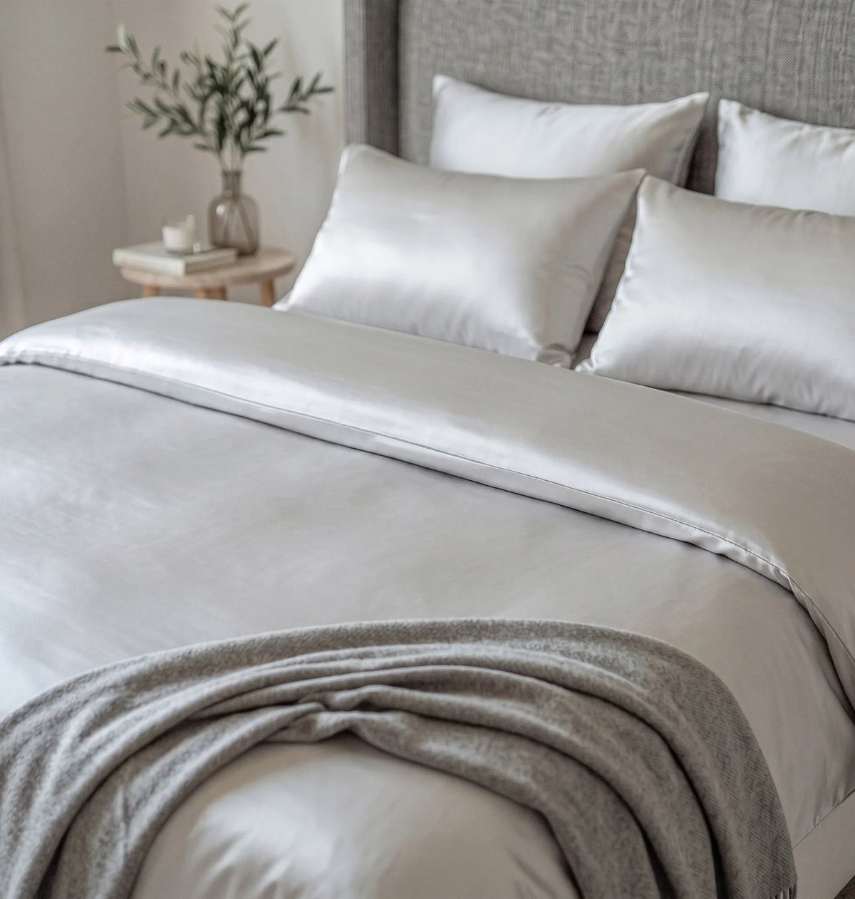 Silk Duvet Cover – "Delicate Grey"
