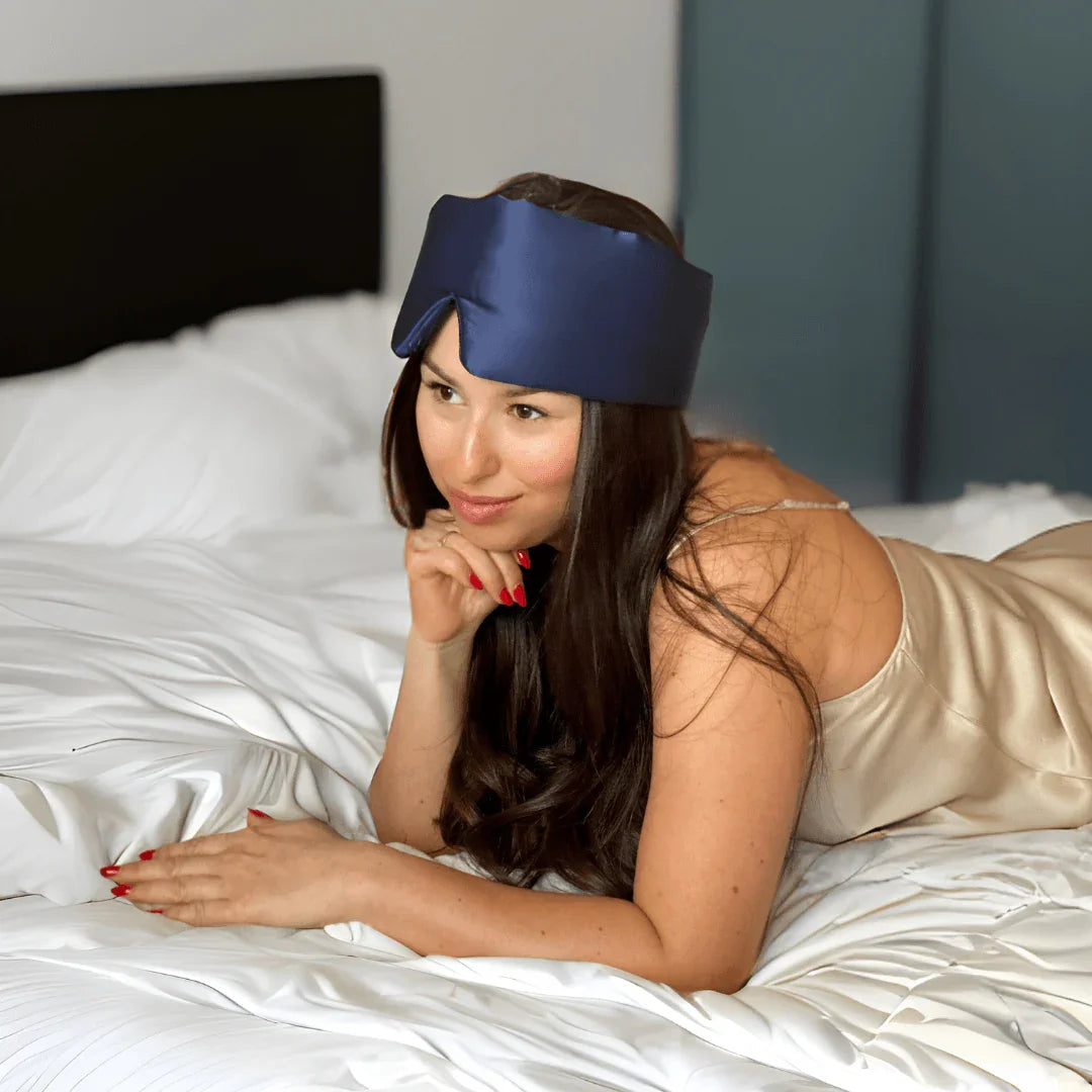 Копринена маска за сън (Grande) - "Морско синьо" - Bodar.bg