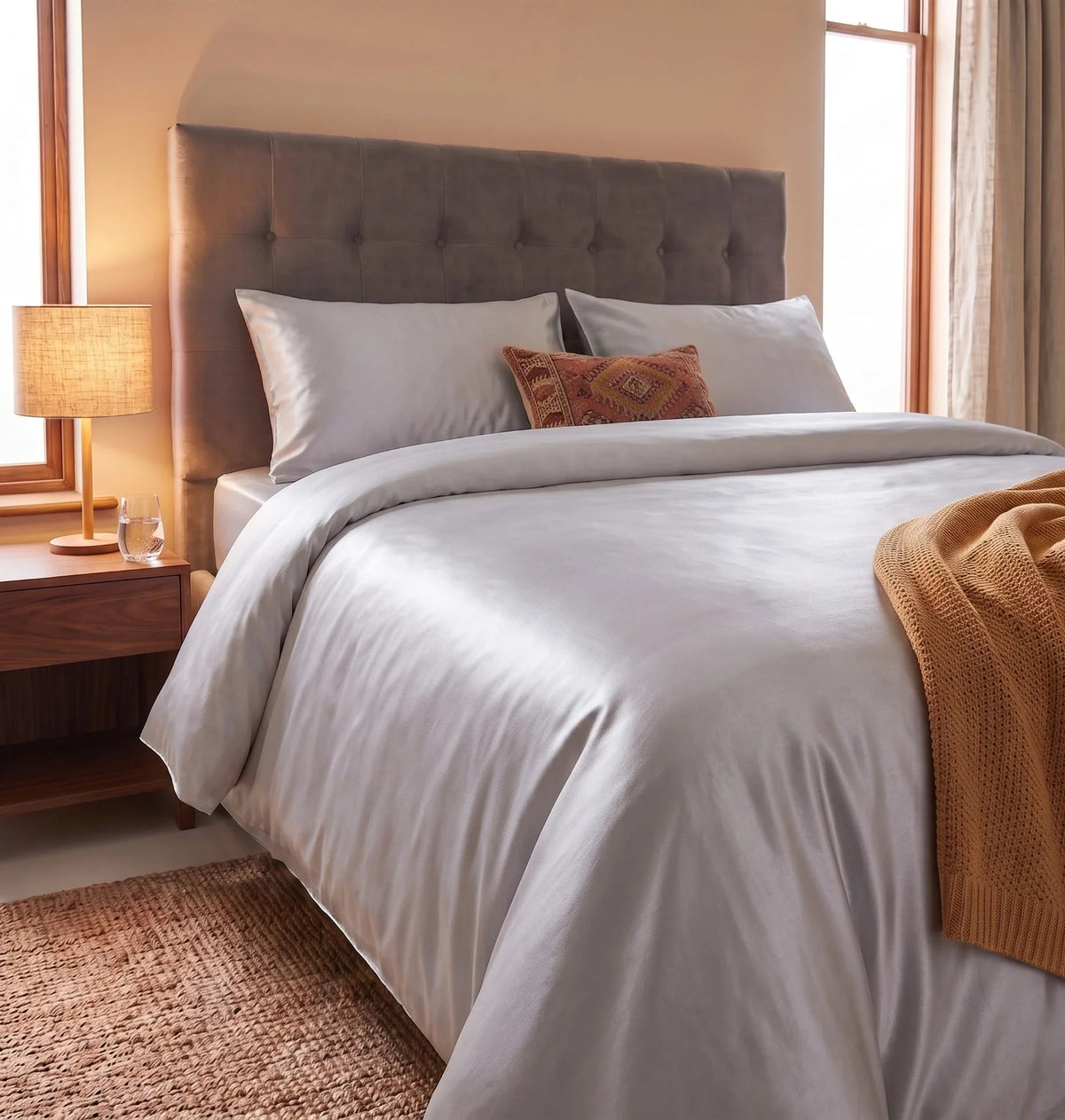 Silk Duvet Cover – "Delicate Grey"