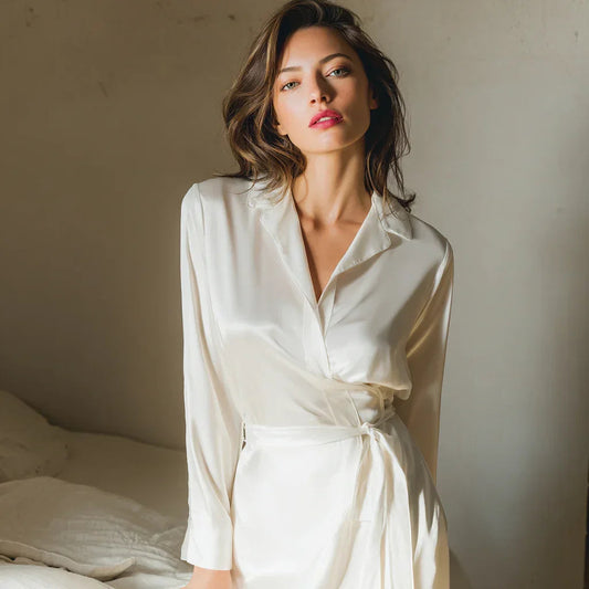 Elegant Silk Robe – "Ethereal White"
